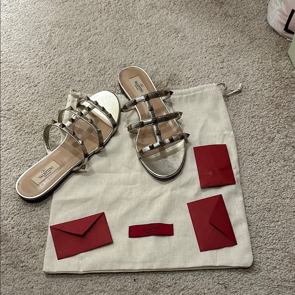 Valentino Silver Sandals with Studded Straps